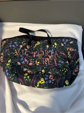 Victoria's Secret Black Floral Logo Tote